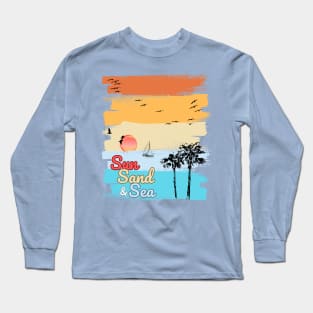 Sun, Sand, and Sea Design Long Sleeve T-Shirt